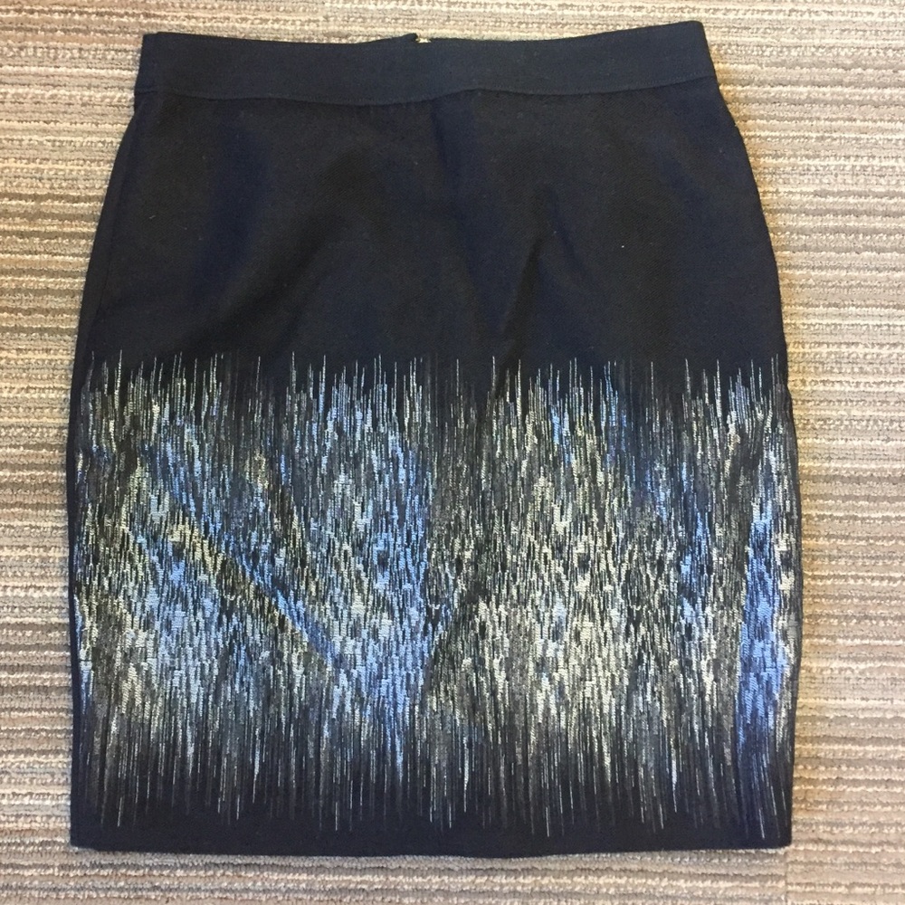 Metallic Black Wool Skirt